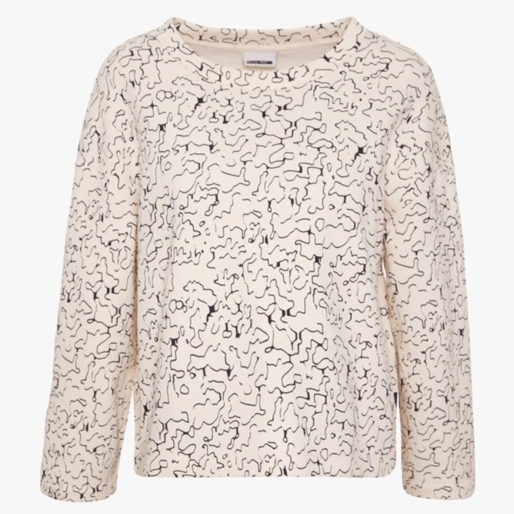 Noisy May Cream and Black Abstract Top